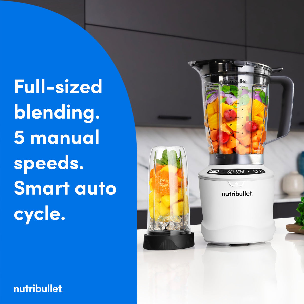 1400-Watt Multi-Function Countertop Blender Combo, 64 oz Pitcher, 32 oz And 24 oz Cups, Gunmetal-Gray