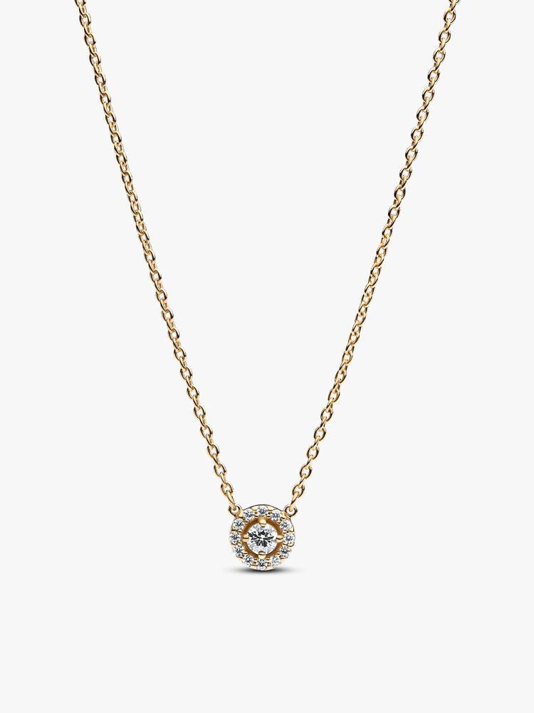 Round Pavé Halo Pendant Necklace