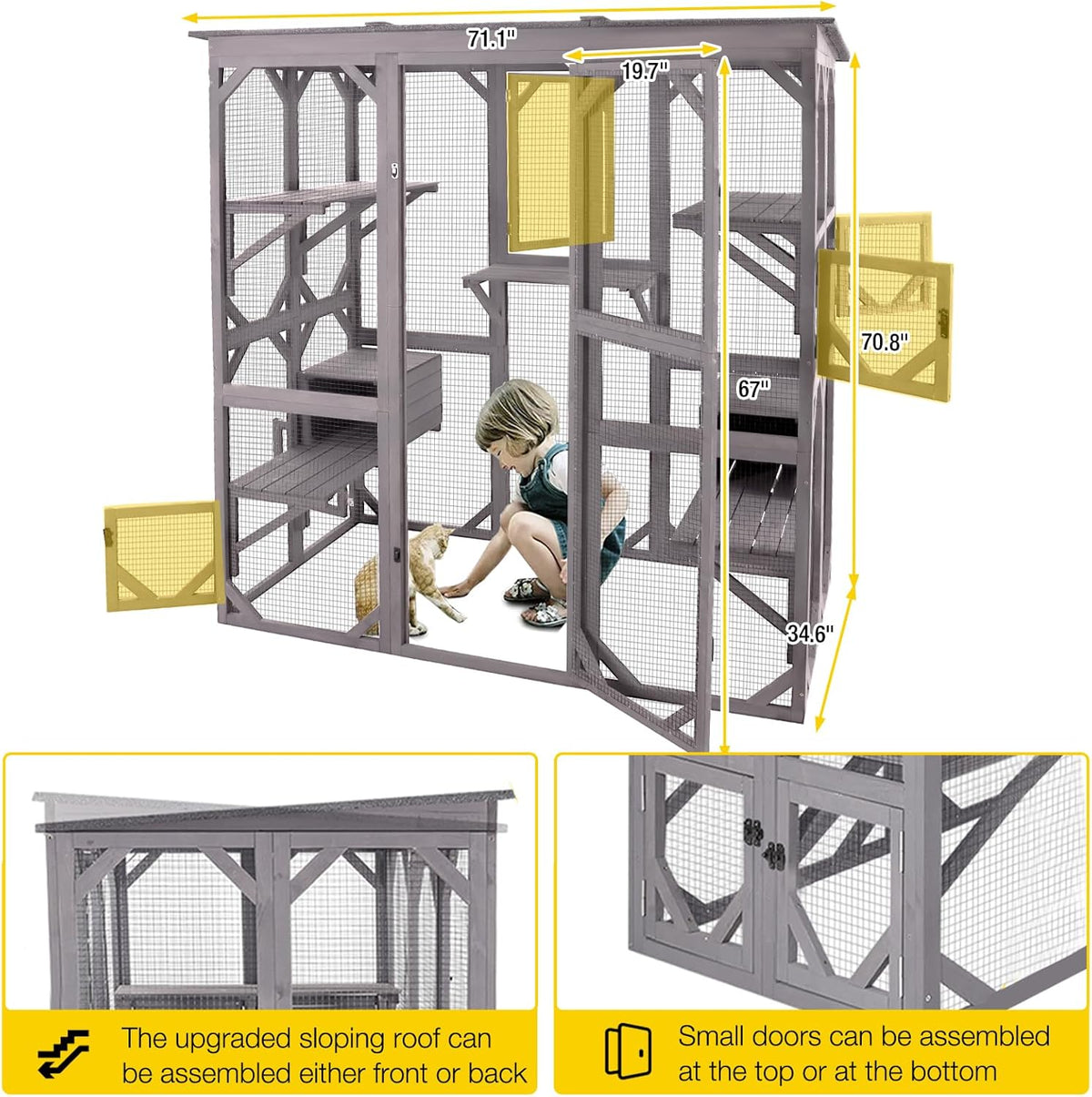 Large Walk-In Outdoor Cat Enclosure With 7 Platforms