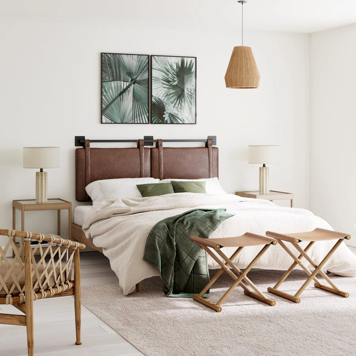 Wall-Mount Upholstered Headboard With Metal Rail - Twin, Queen & King
