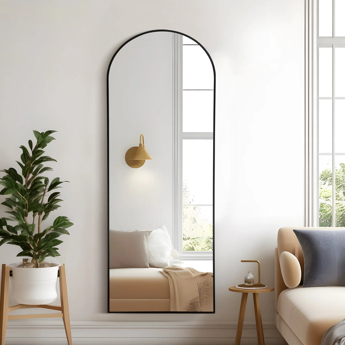 Arched Full-Length Floor Mirror - Standing And Wall-Mounted