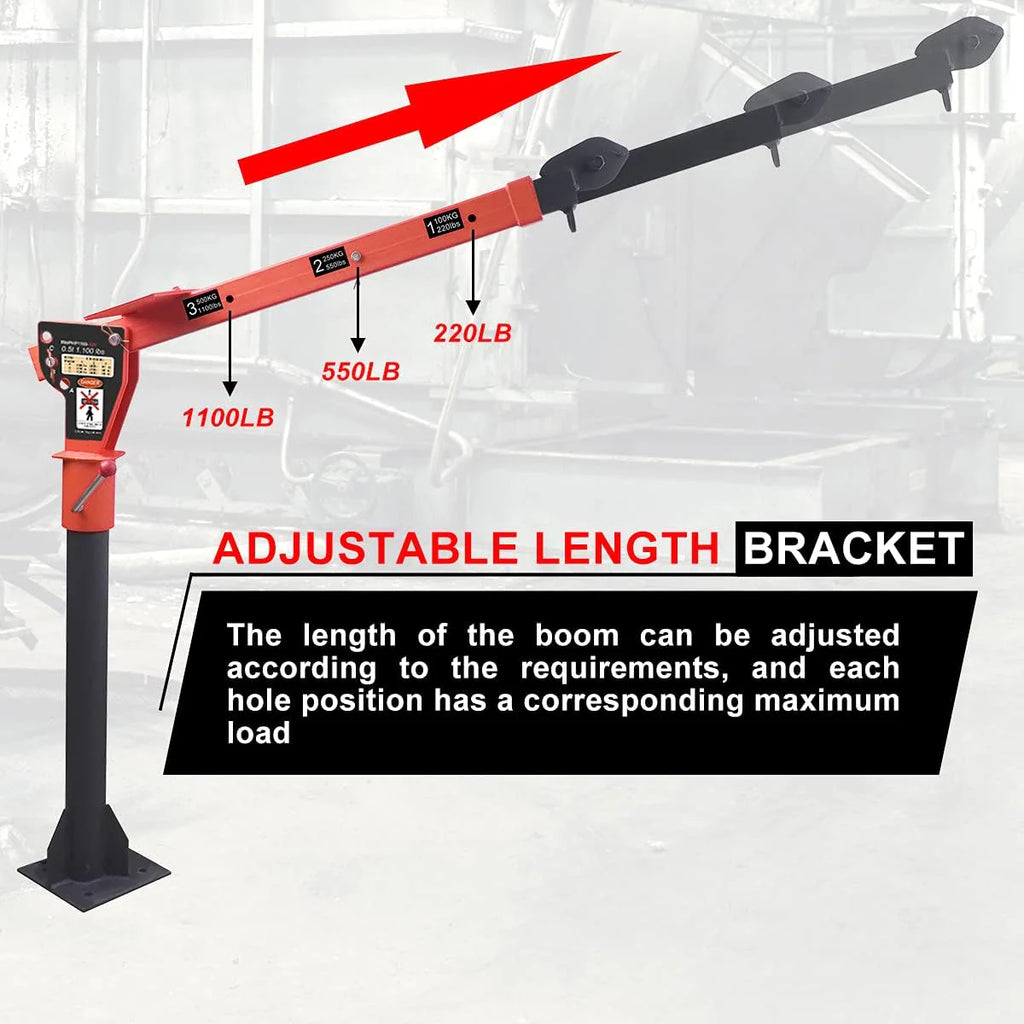 GRIPWAY Folding Truck-Mounted Crane With 110V Electric Hoist, 1100lb Capacity - 1100LB+110V Hoist