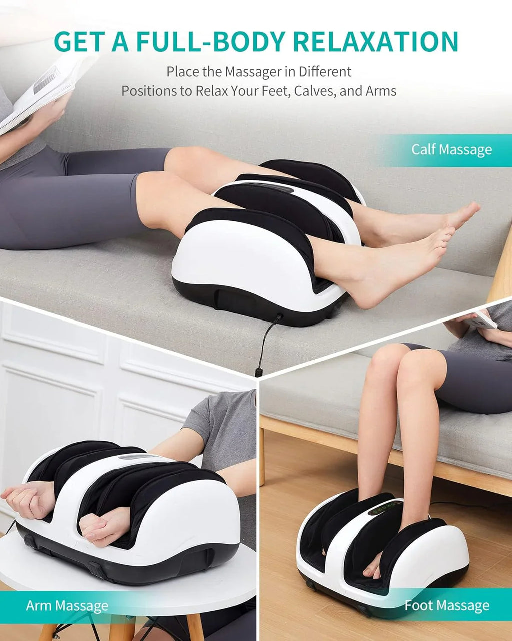 Nekteck Shiatsu Foot And Calf Massager With Heat - White