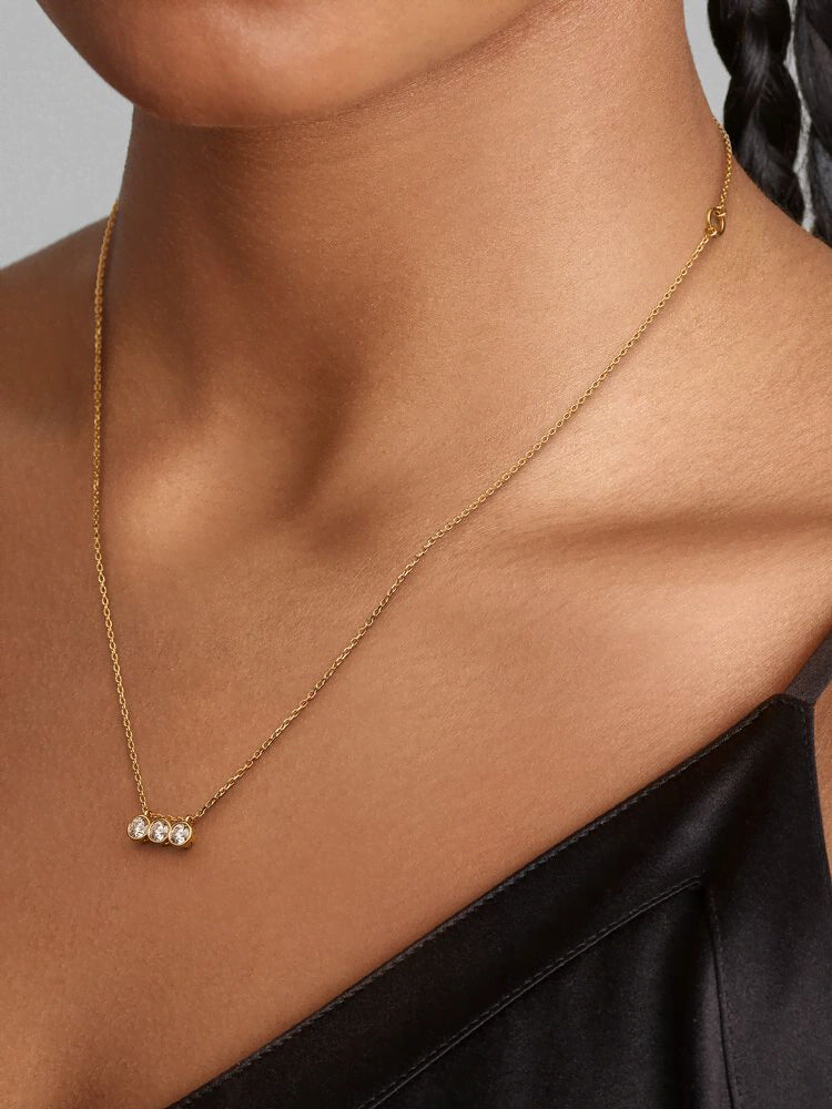 Pandora Era Bezel 14k Gold Triple Lab-grown Diamond Pendant Necklace