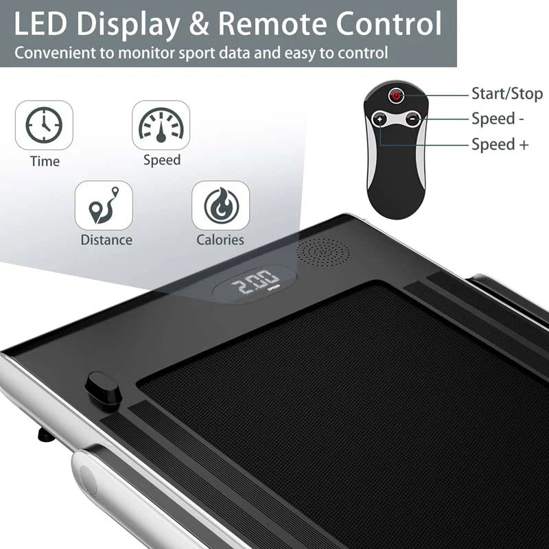 GYMAX 2-in-1 Folding Under Desk Treadmill With Speaker, App And Remote Control - 2.5HP