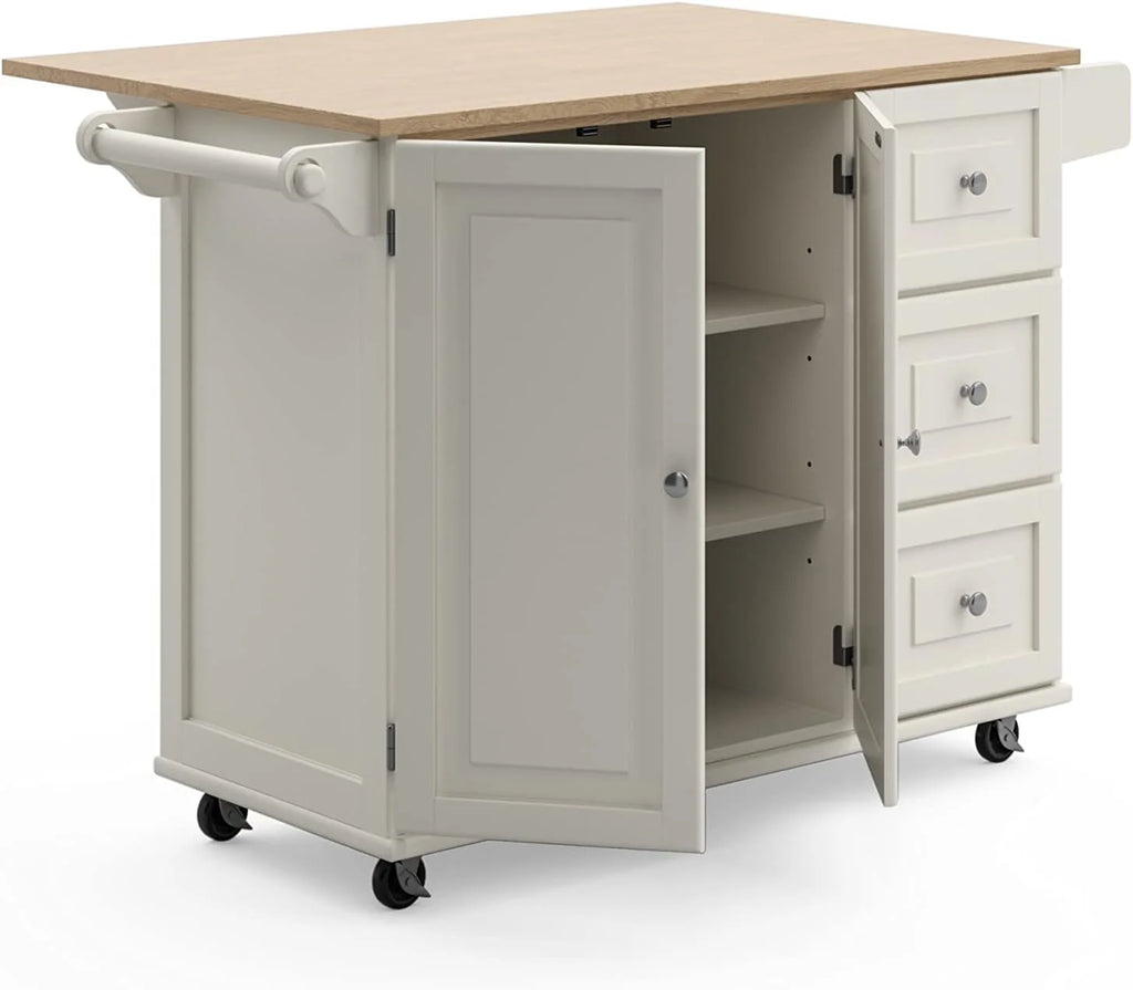 homestyles Dolly Madison Mobile Kitchen Island Cart, Soft White, 18in D x 53in W x 36in H