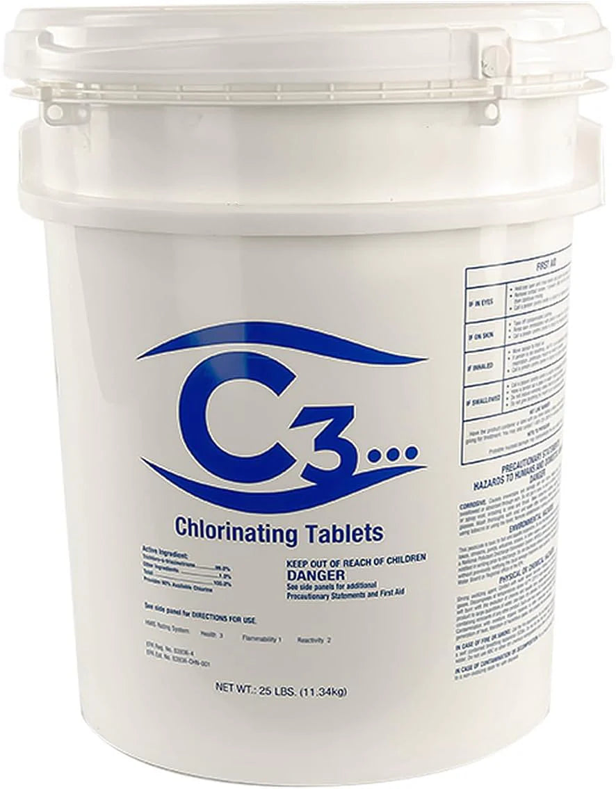 Rx Clear C3 3 in Stabilized Chlorine Tablets, Individually Wrapped, 50 Pounds - A204550