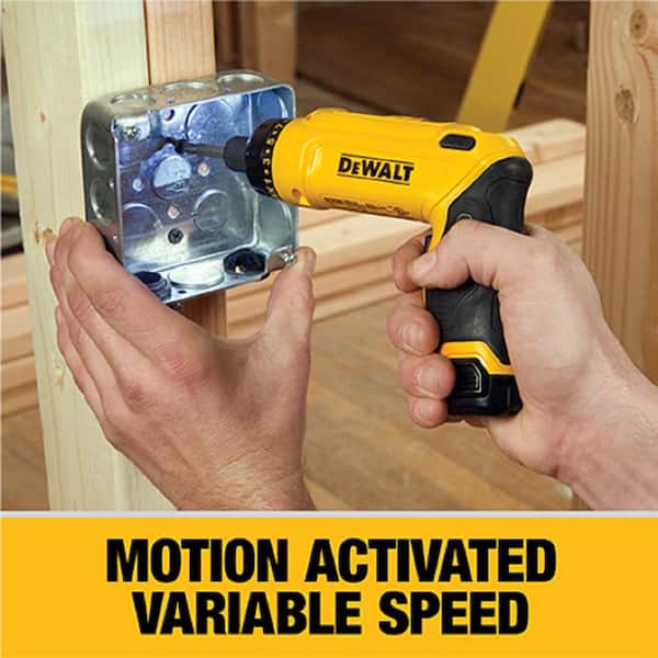 DEWALT 8V MAX Cordless Gyroscopic Screwdriver With Adjustable Handle, 2 1.0Ah Batteries, Charger And Bag