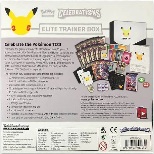 Pokemon Celebrations Elite Trainer Box With 10 Booster Packs, Greninja Foil Card, 65 Sleeves And 45 Energy Cards