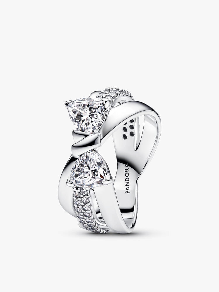 Sparkling Bow Crossover Ring