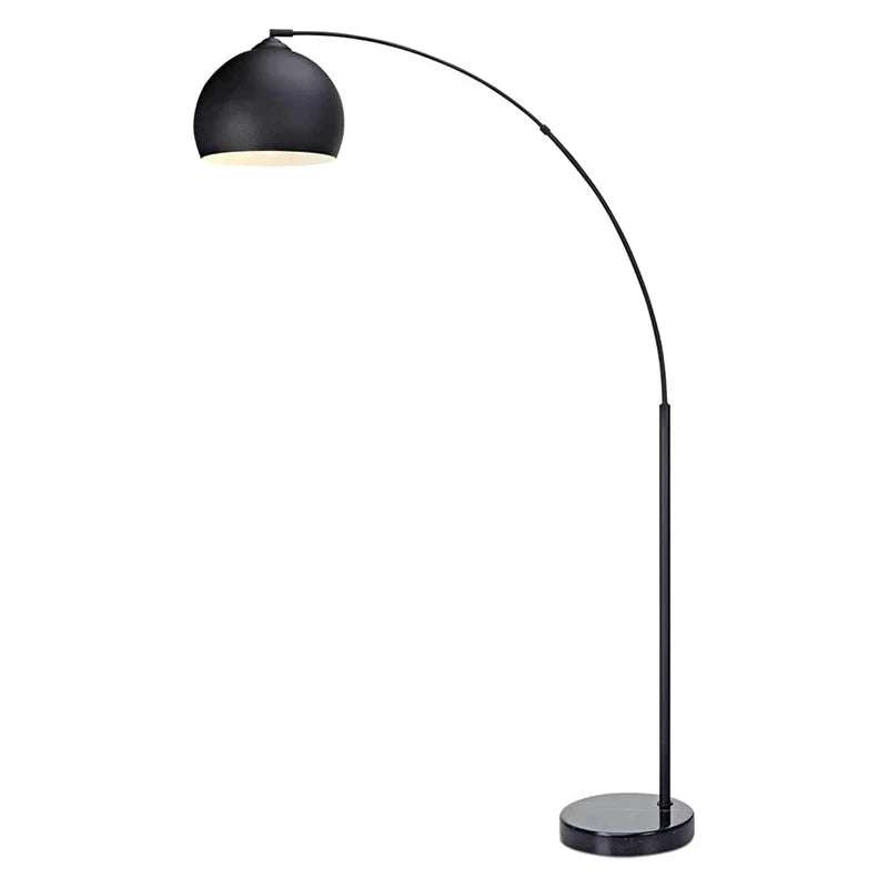 Arc Floor Lamp With Chrome Bell Shade And Faux White Marble Base