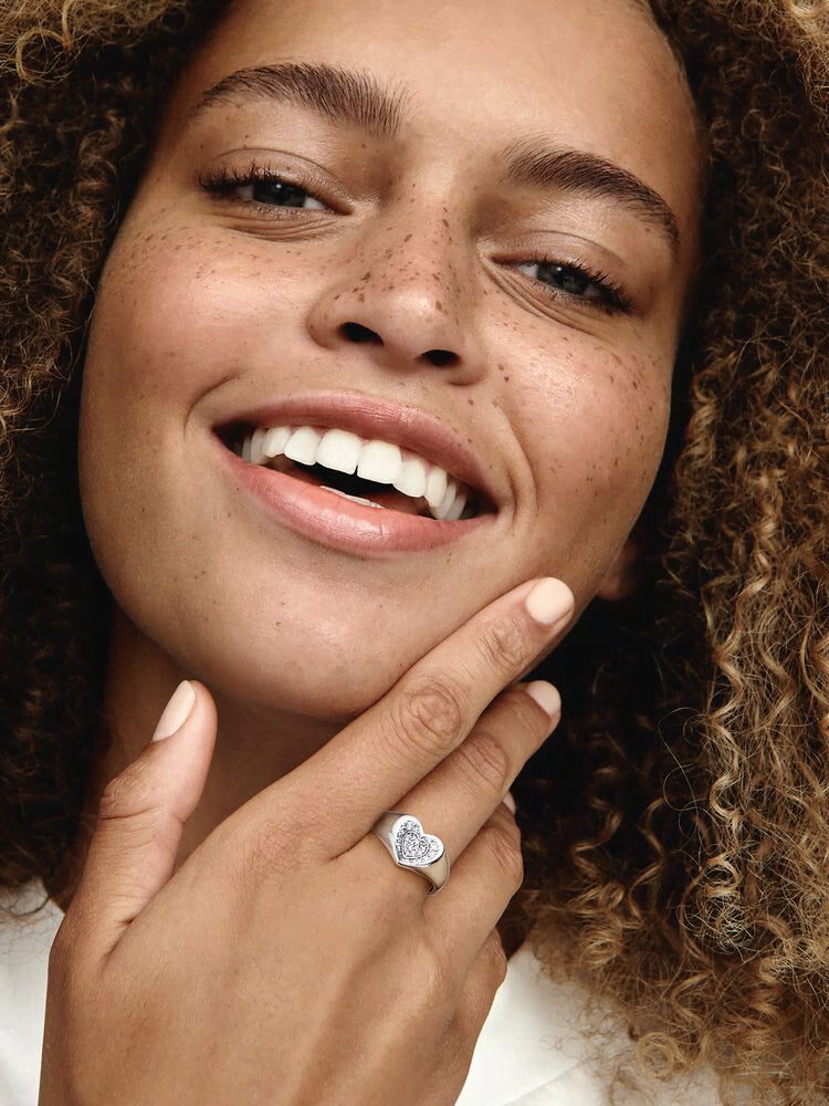 FINAL SALE - Radiant Heart Pavé Signet Ring