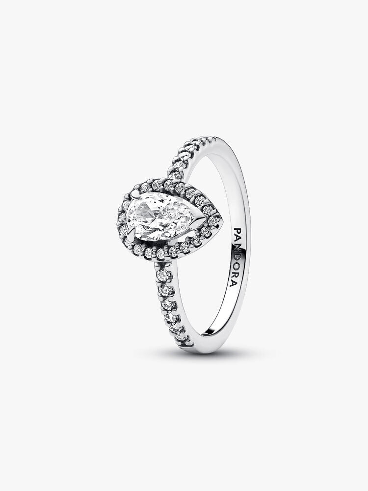Sparkling Pear Halo Ring
