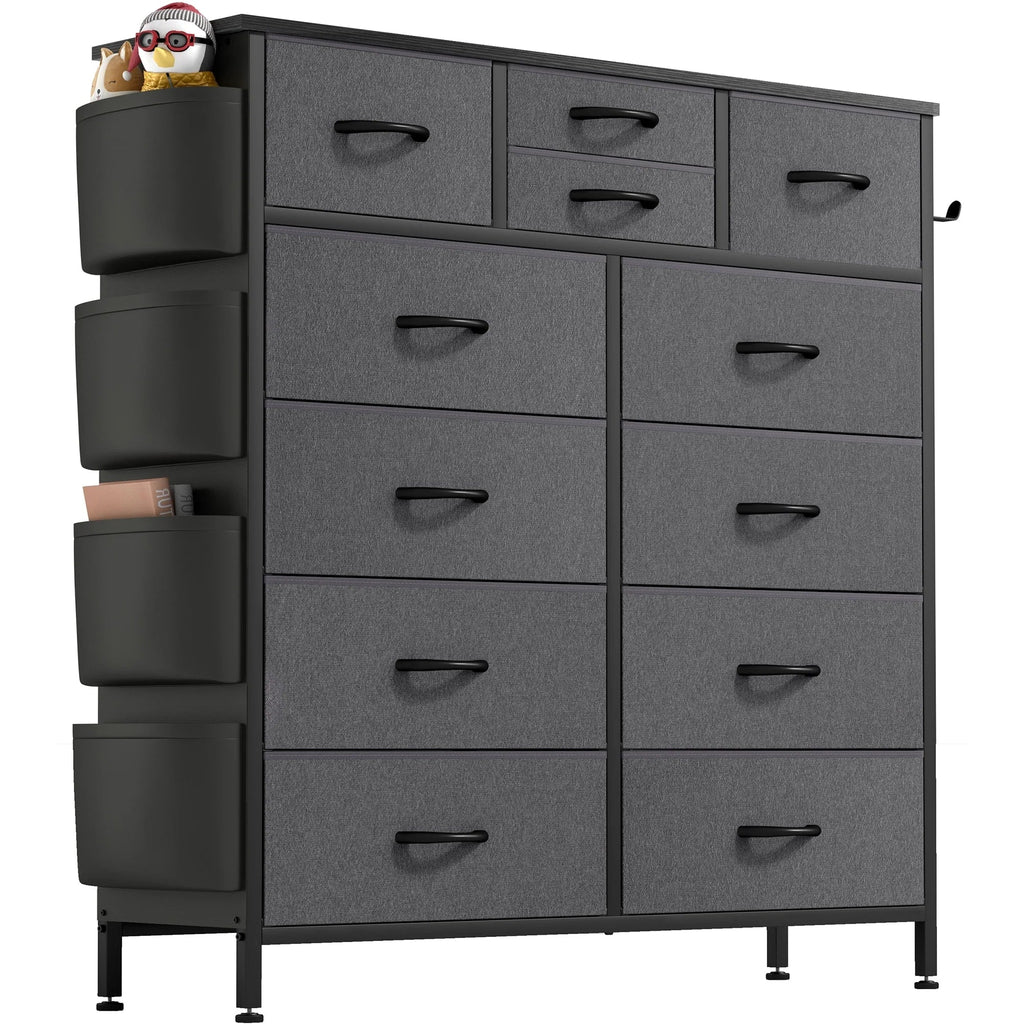 12-Drawer Fabric Dresser With Wood Top And Metal Frame