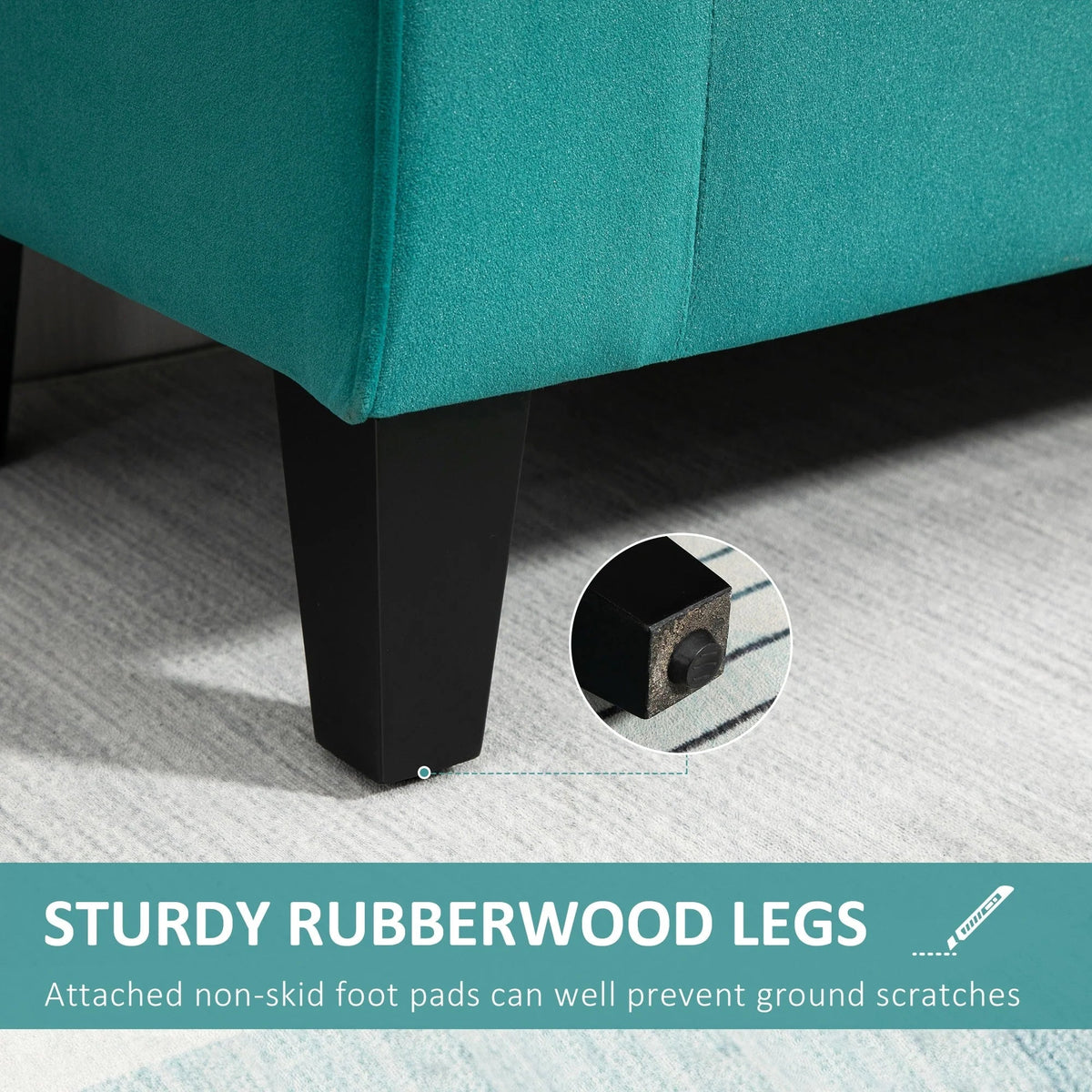 Button-Tufted Storage Ottoman Bench, Polyester and Rubberwood, 53.25in W x 17.75in D x 25.5in H