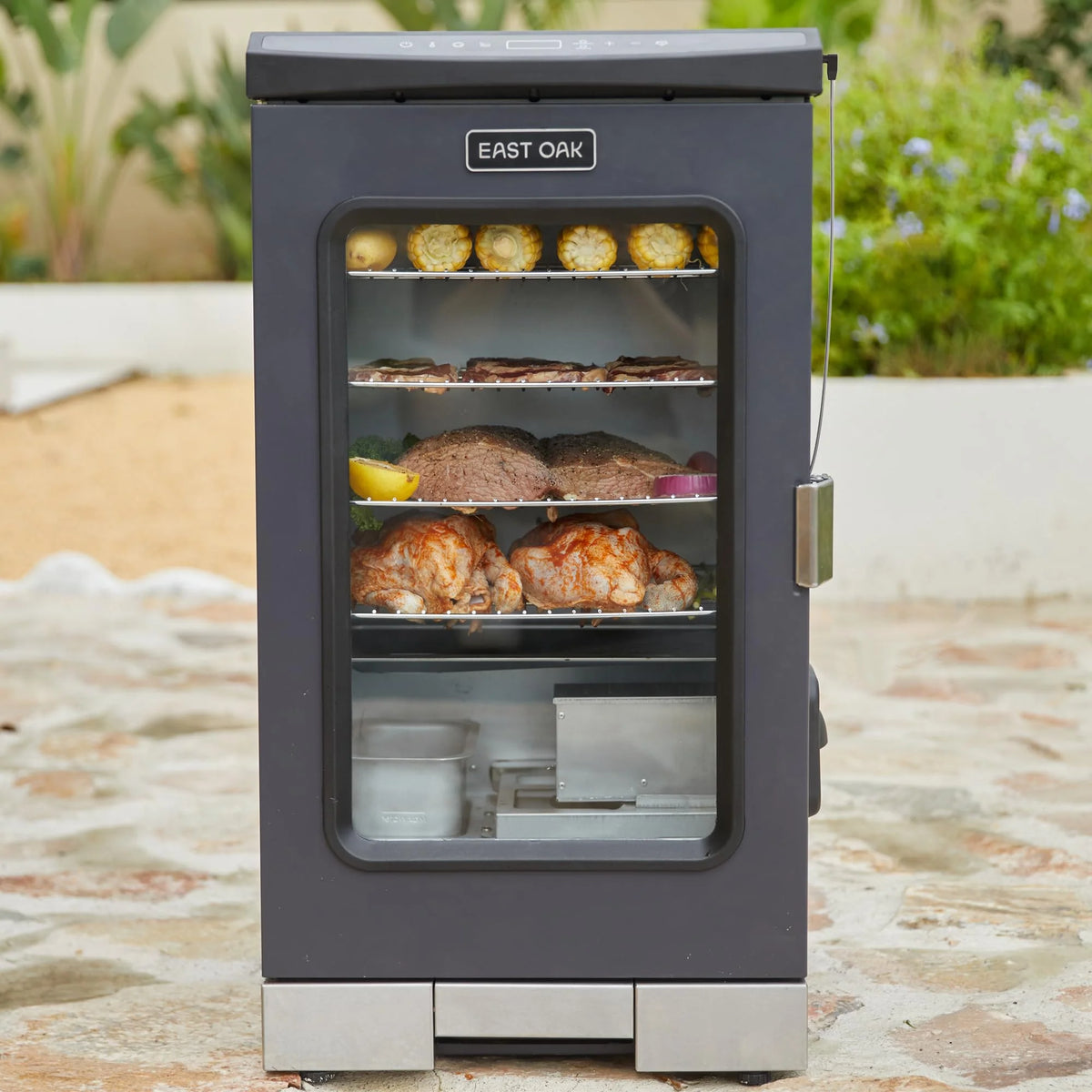EAST OAK 30in Digital Electric Smoker, 725 Sq. In., Night Blue, Glass Door