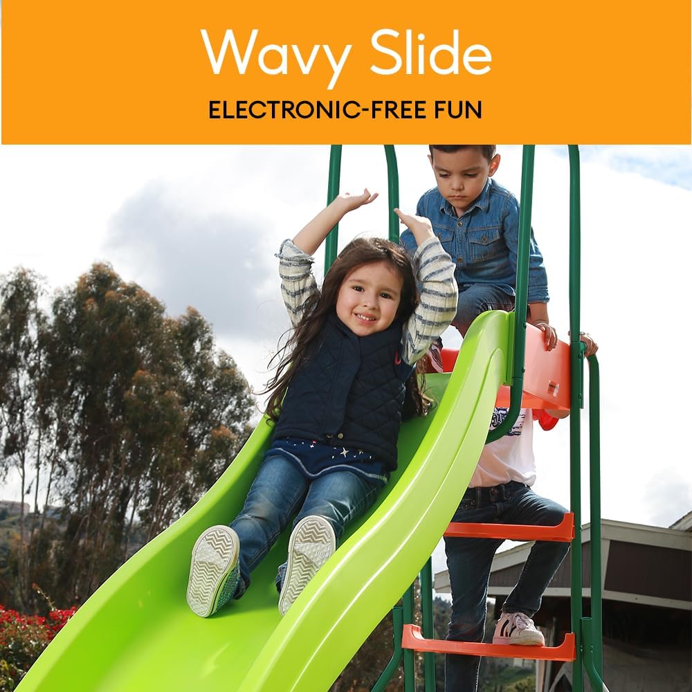 10-Foot Freestanding Outdoor Playground Slide For Kids, Plastic, Ages 4-8