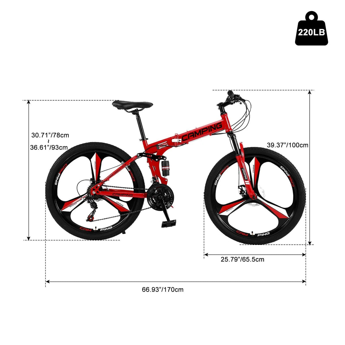 Zimtown Folding Mountain Bike, 26 inch Shimano 21 Speed MTB