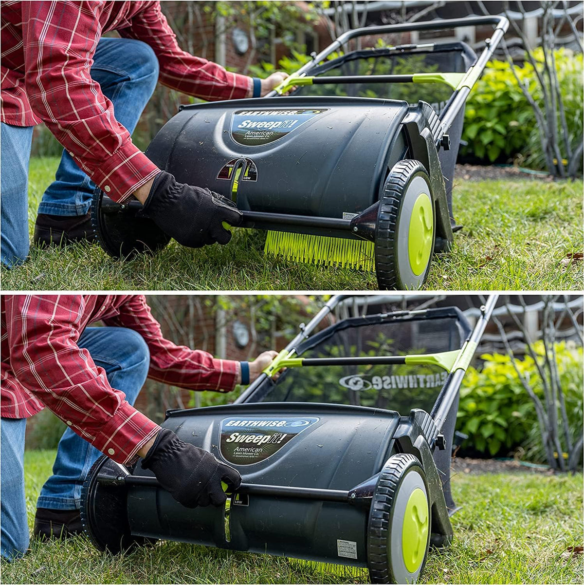 21-Inch Leaf And Grass Push Lawn Sweeper - Black