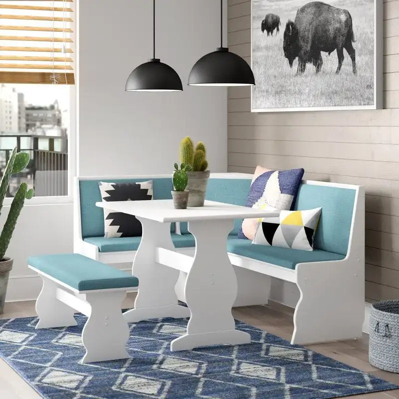Hannah Breakfast Nook 3-Piece Dining Set With Corner Bench