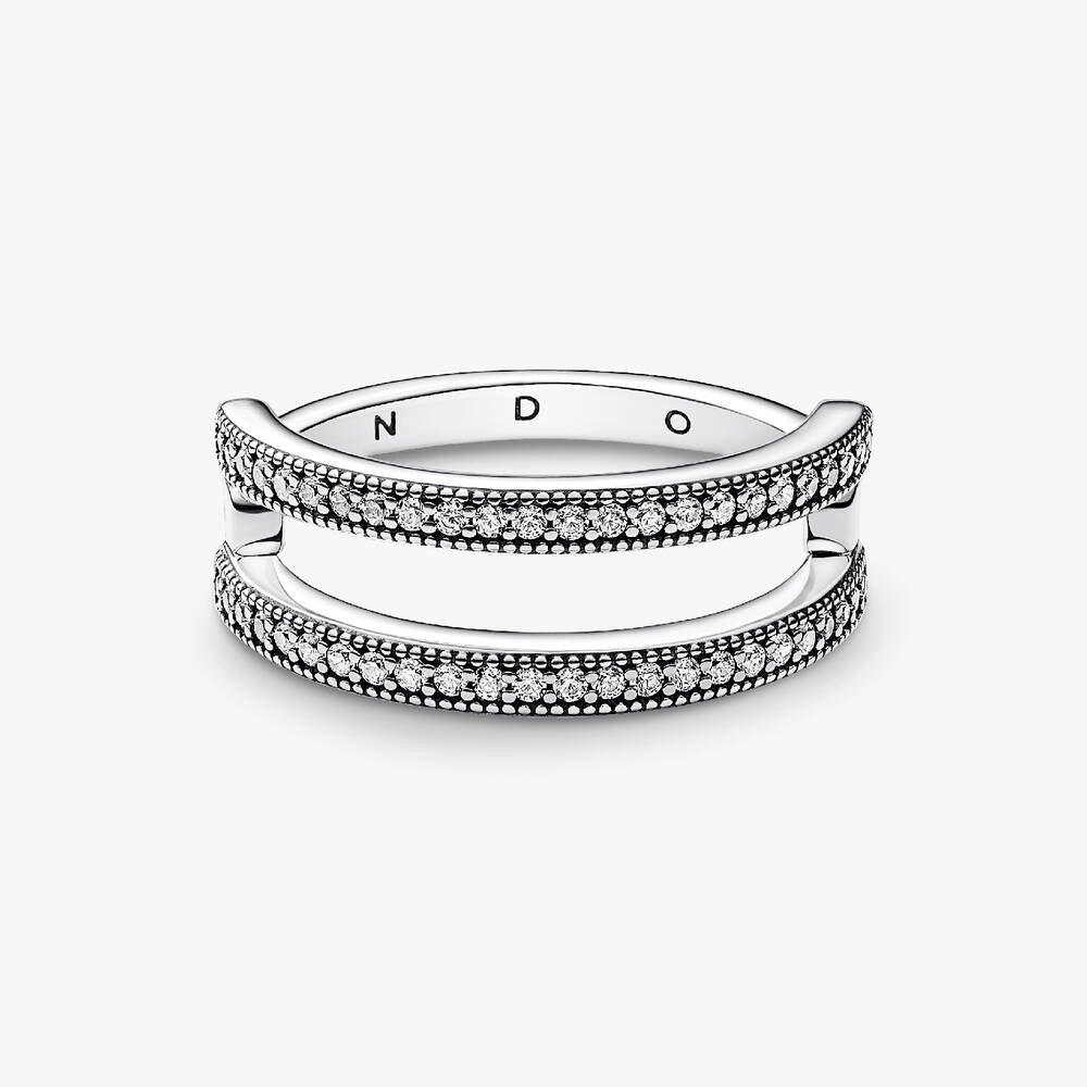 FINAL SALE - Pandora Signature Logo & Pavé Double Band Ring