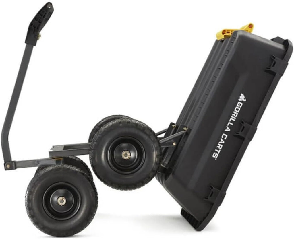 Poly Dump Garden Cart With No-Flat Tires, 7 Cubic Feet, 1200-Pound Capacity, Black - 7GCG-NF