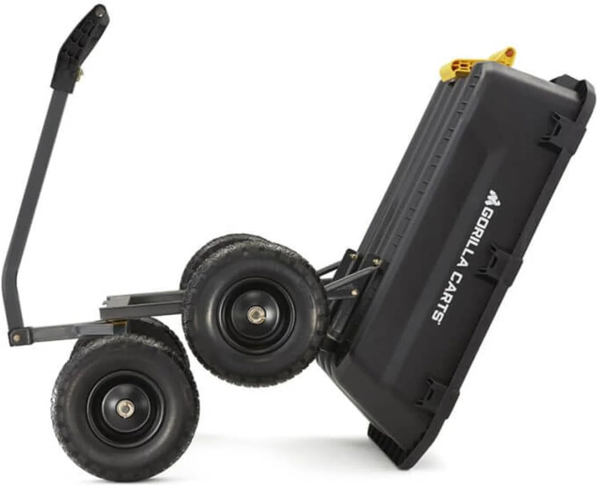 Poly Dump Garden Cart With No-Flat Tires, 7 Cubic Feet, 1200-Pound Capacity, Black - 7GCG-NF