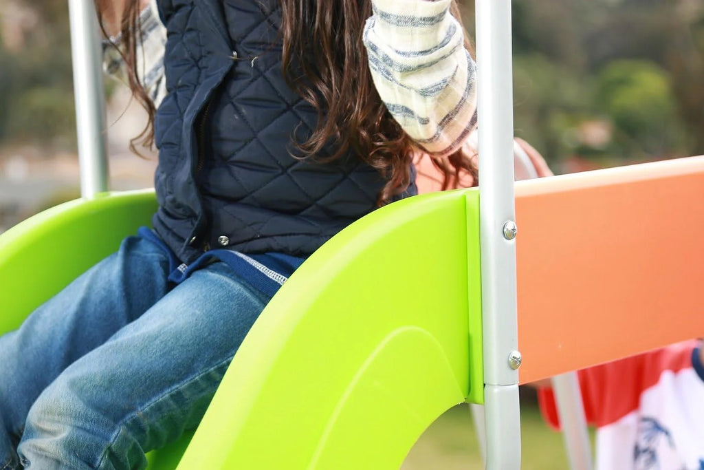 SLIDEWHIZZER Outdoor Playset Slide Climber, 10 ft, Orange Green - Kids Slide