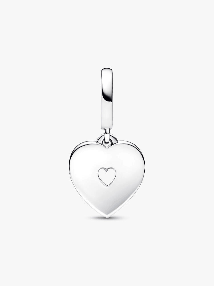 Pearlescent White Heart Double Dangle Charm