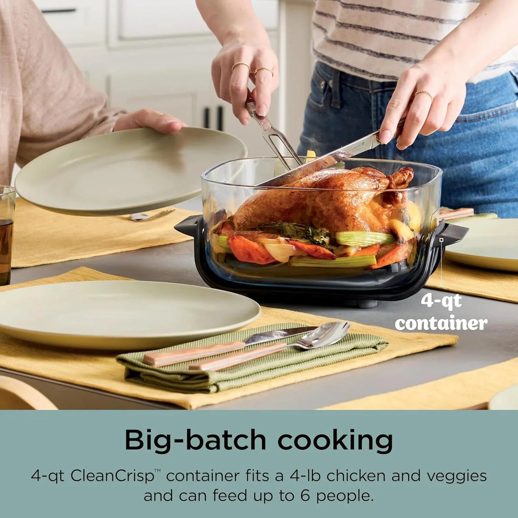 Ninja Crispi 4-in-1 Portable Glass Air Fryer Cooking System, 1500W, 4 QT And 6-Cup Containers