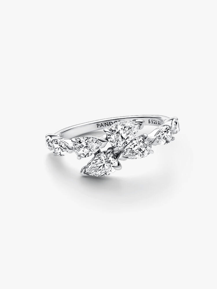 Sparkling Overlapping Band Ring