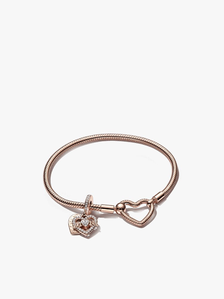 Heart & Mom Dangle Charm & Bracelet Set