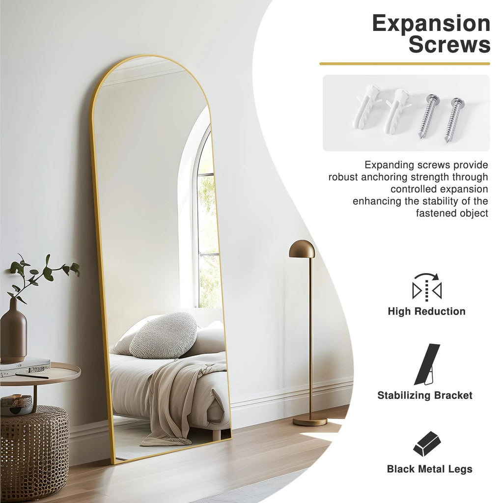 Arched Full-Length Floor Mirror - Standing And Wall-Mounted