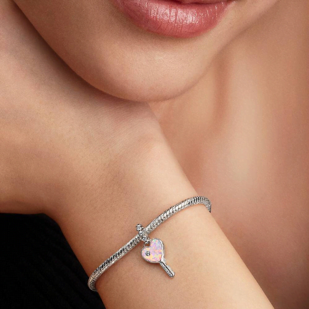 Opalescent Heart Key Dangle Charm