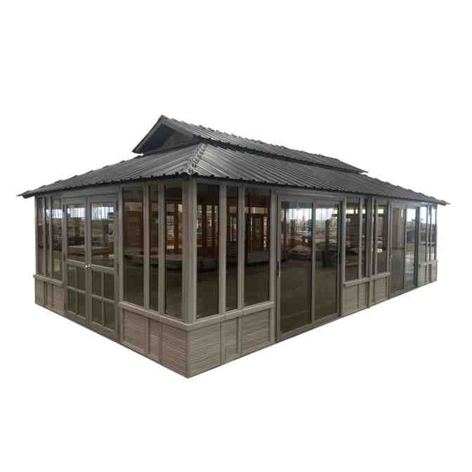 Solid Wood Patio Gazebo, 28 Ft W x 15.5 Ft D