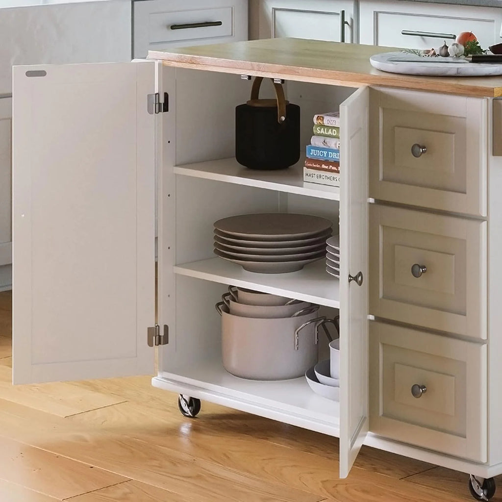 homestyles Dolly Madison Mobile Kitchen Island Cart, Soft White, 18in D x 53in W x 36in H