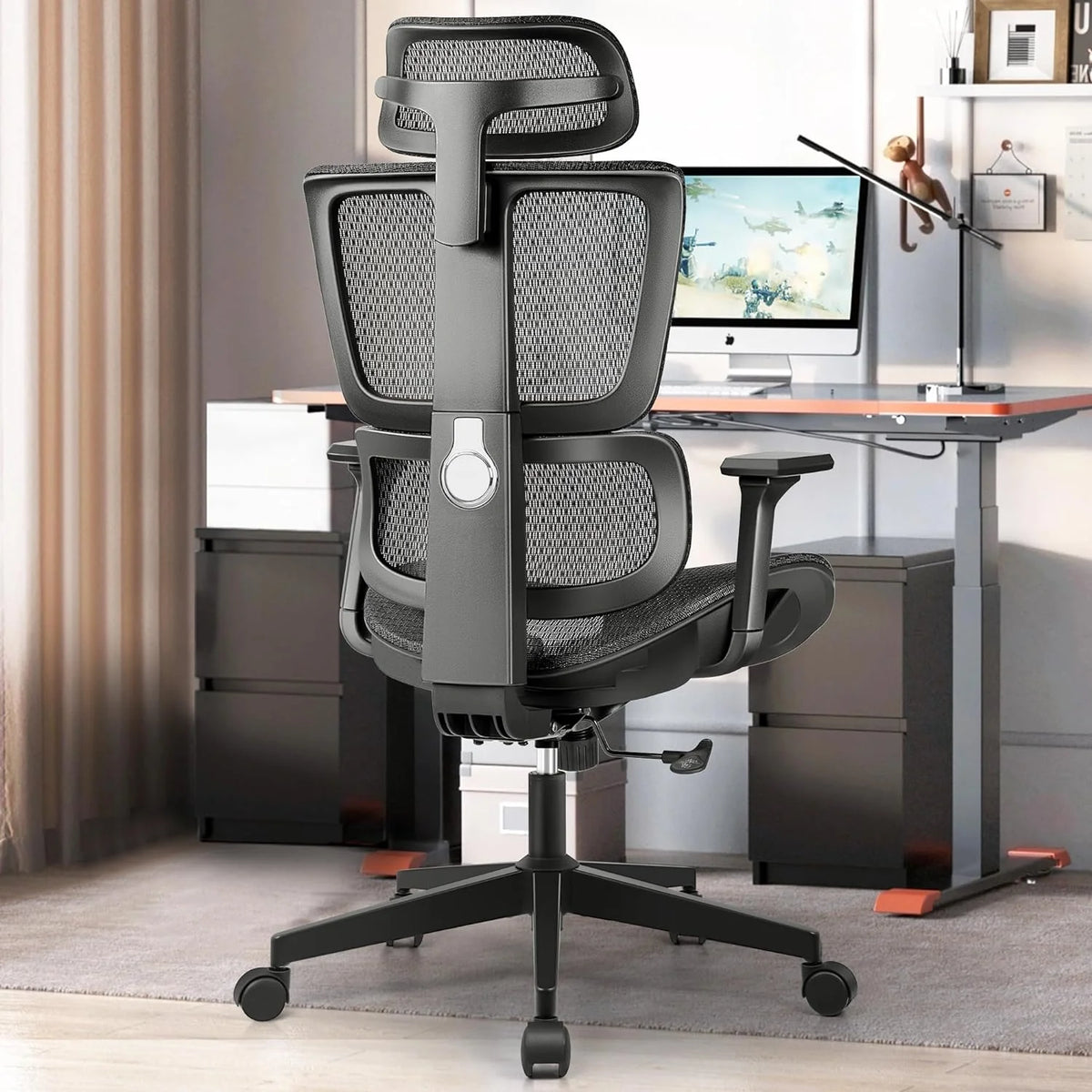 Primy Ergonomic Gaming Office Chair, 23 in D x 12 in W x 20 in H - PR988ZK