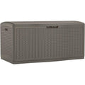 Suncast 124 Gallon Wicker Resin Horizontal Outdoor Deck Box With Hinged Lid - Stoney