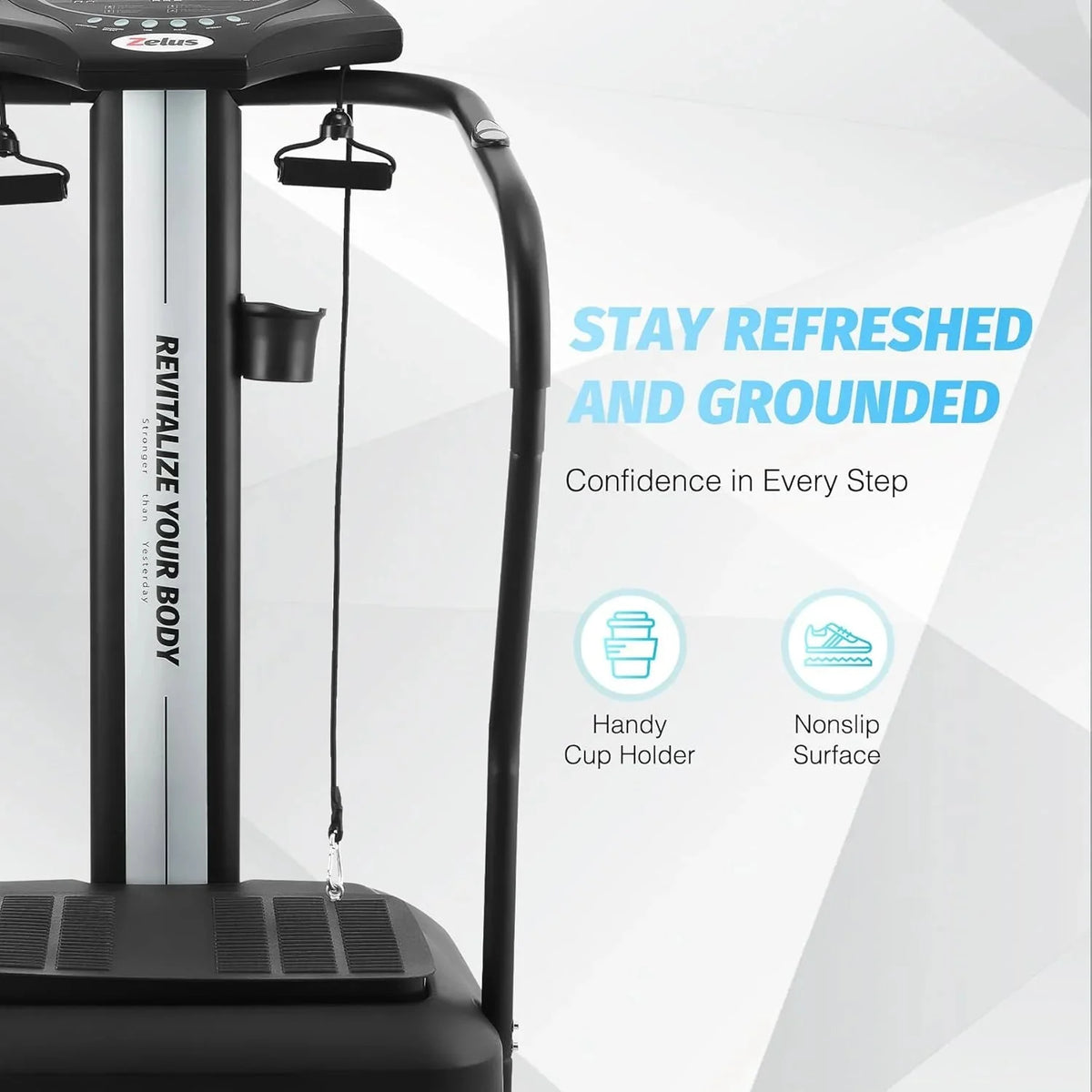 Zelus Whole Body Vibration Plate Exercise Machine, 500W, 99 Levels, 3 Preset Modes, 2 Resistance Bands, 330lb Capacity
