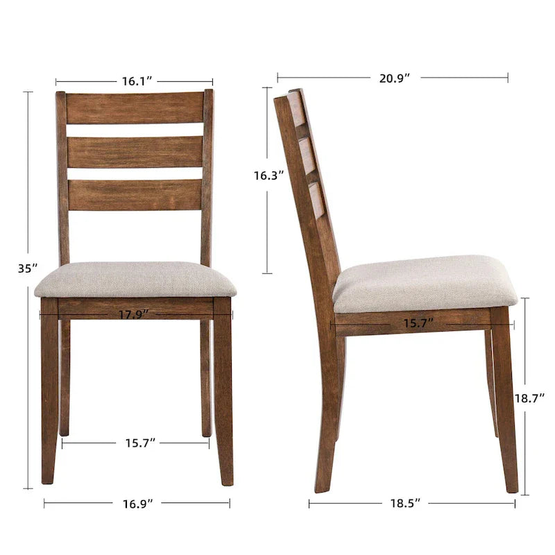 5-Piece Solid Wood Dining Table Set With 4 Slat Back Chairs - 47L