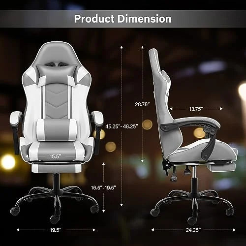 YSSOA Gaming Chair With Headrest, Lumbar Support And Retractable Footrest