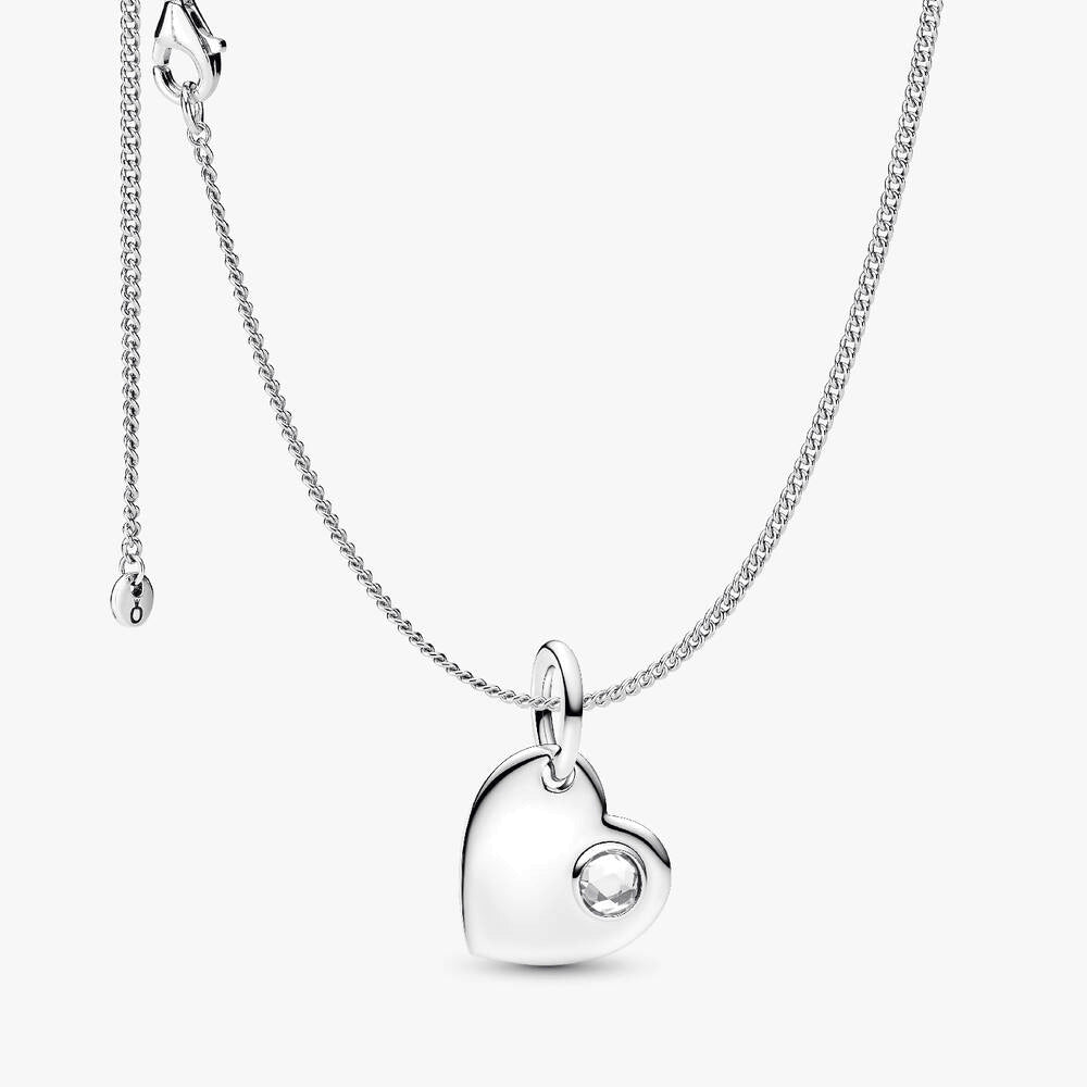 April Birthstone Heart Pendant Necklace