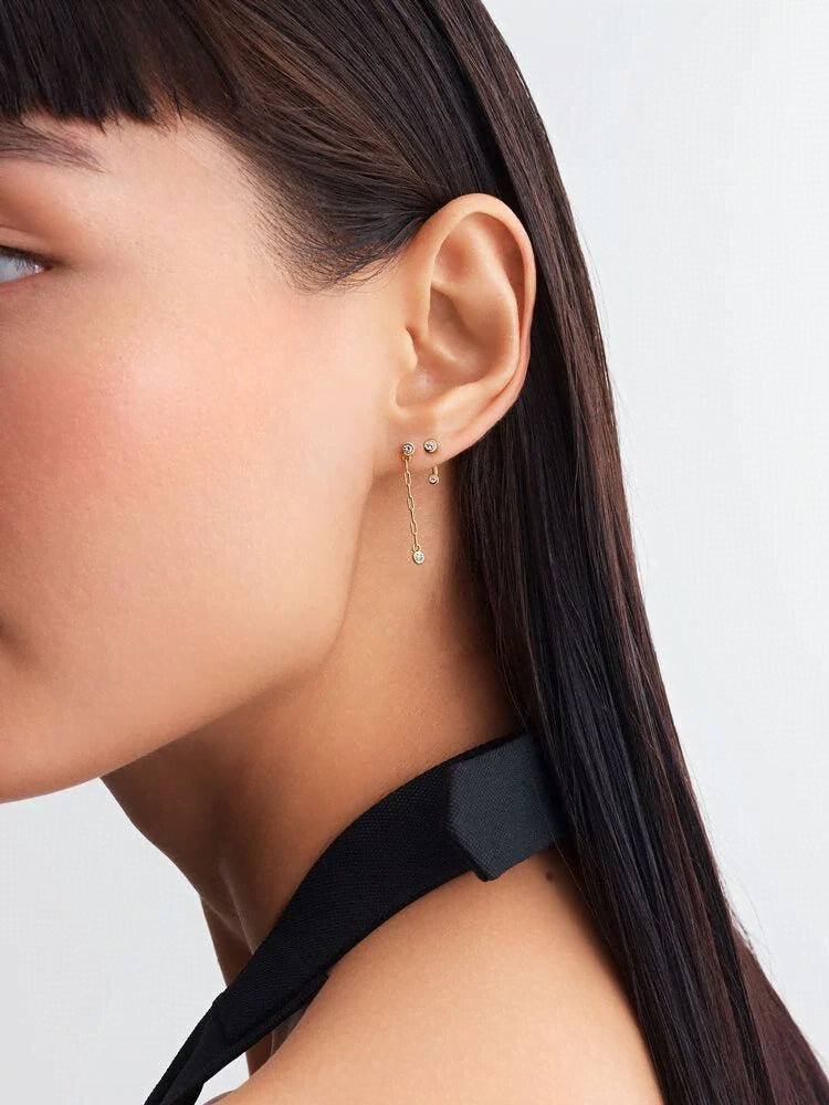 Pandora Era Bezel Lab-Grown Diamond Ear Jacket Stud Earrings