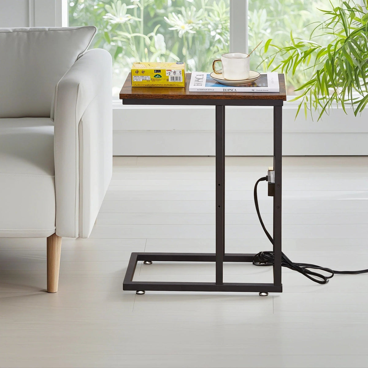 C-Shaped Sofa Side Tables, Set of 2, 11" D x 19" W x 24" H