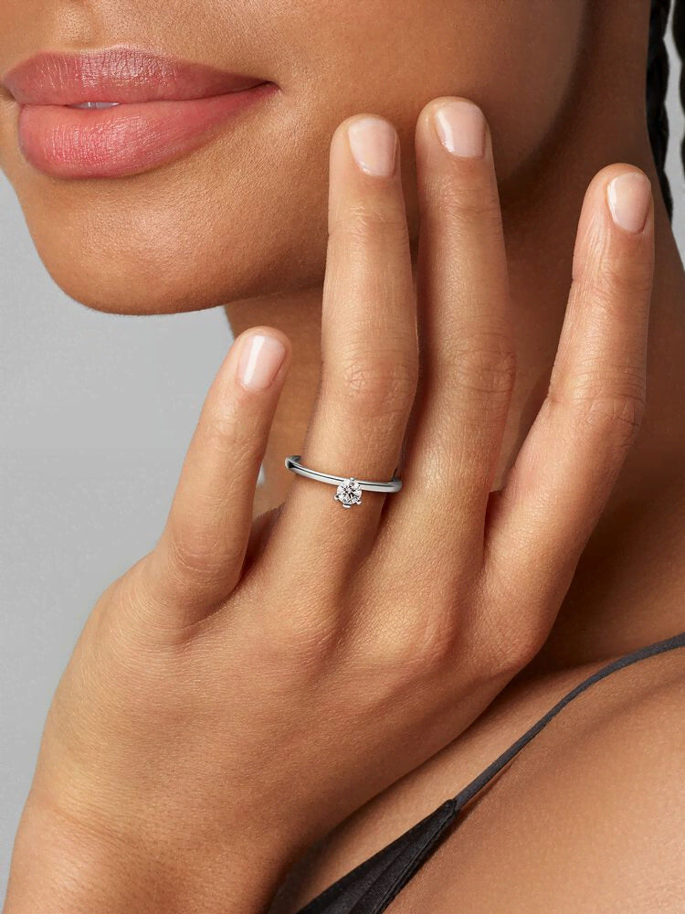 Pandora Nova Sterling Silver Off-set Lab-grown Diamond Ring