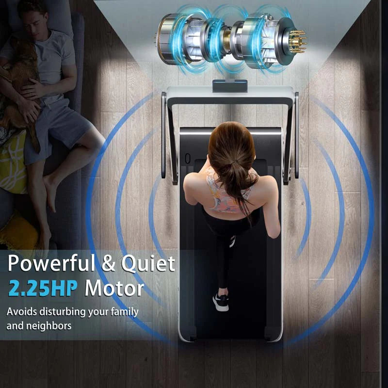 GYMAX 2-in-1 Folding Under Desk Treadmill With Speaker, App And Remote Control - 2.5HP