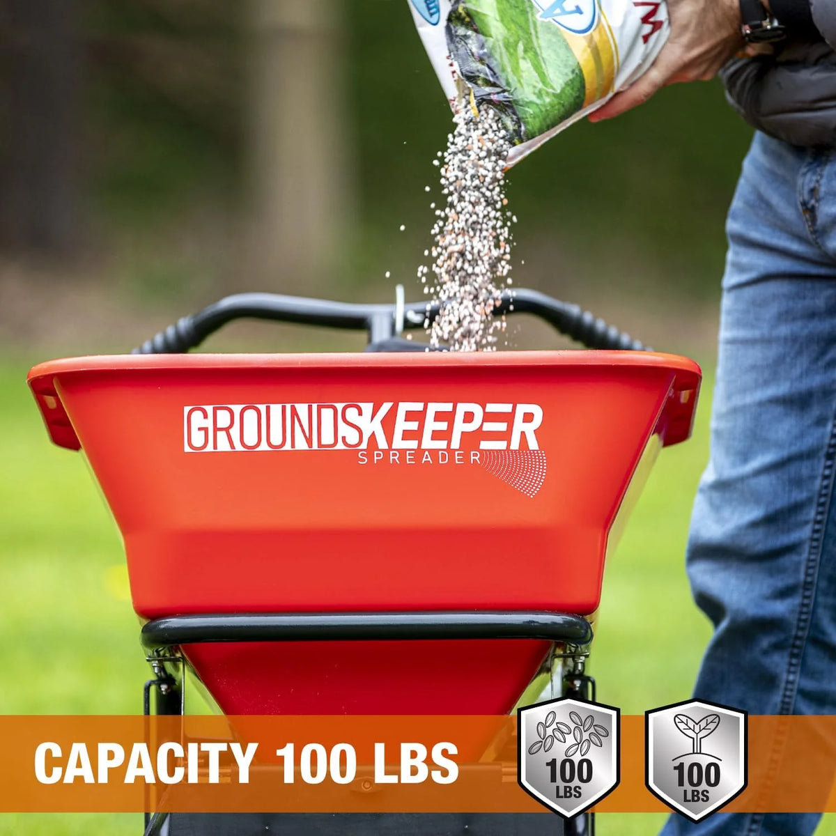 Groundskeeper Walk Behind Push Spreader, 100 lb Capacity - 3039632R