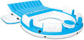 Inflatable Lake And Pool Relaxation Island Lounger, 145 x 125 x 20 in, Blue And White - 56299EP