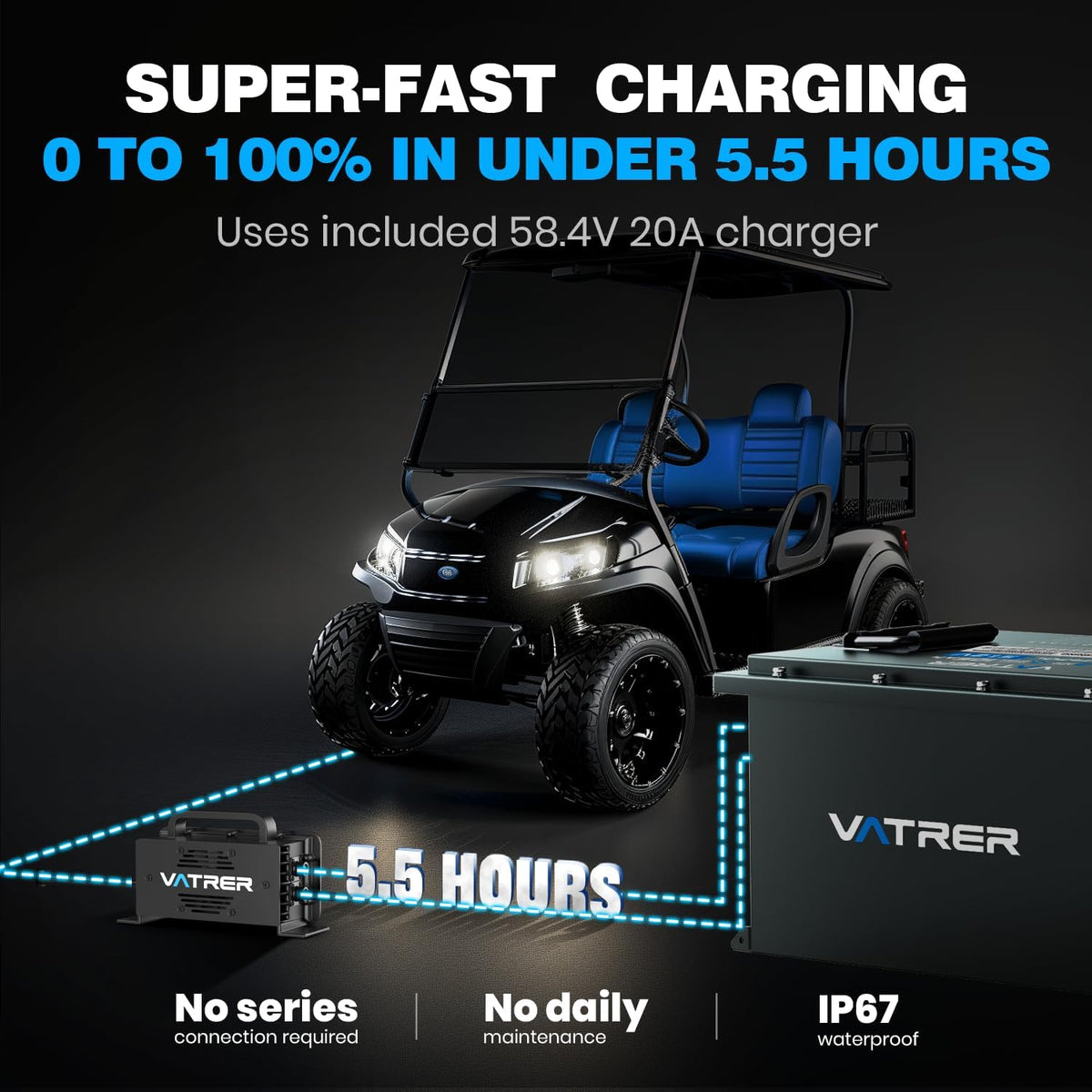 48V 105Ah Lithium Battery With Smart BMS, Touch Monitor, And App