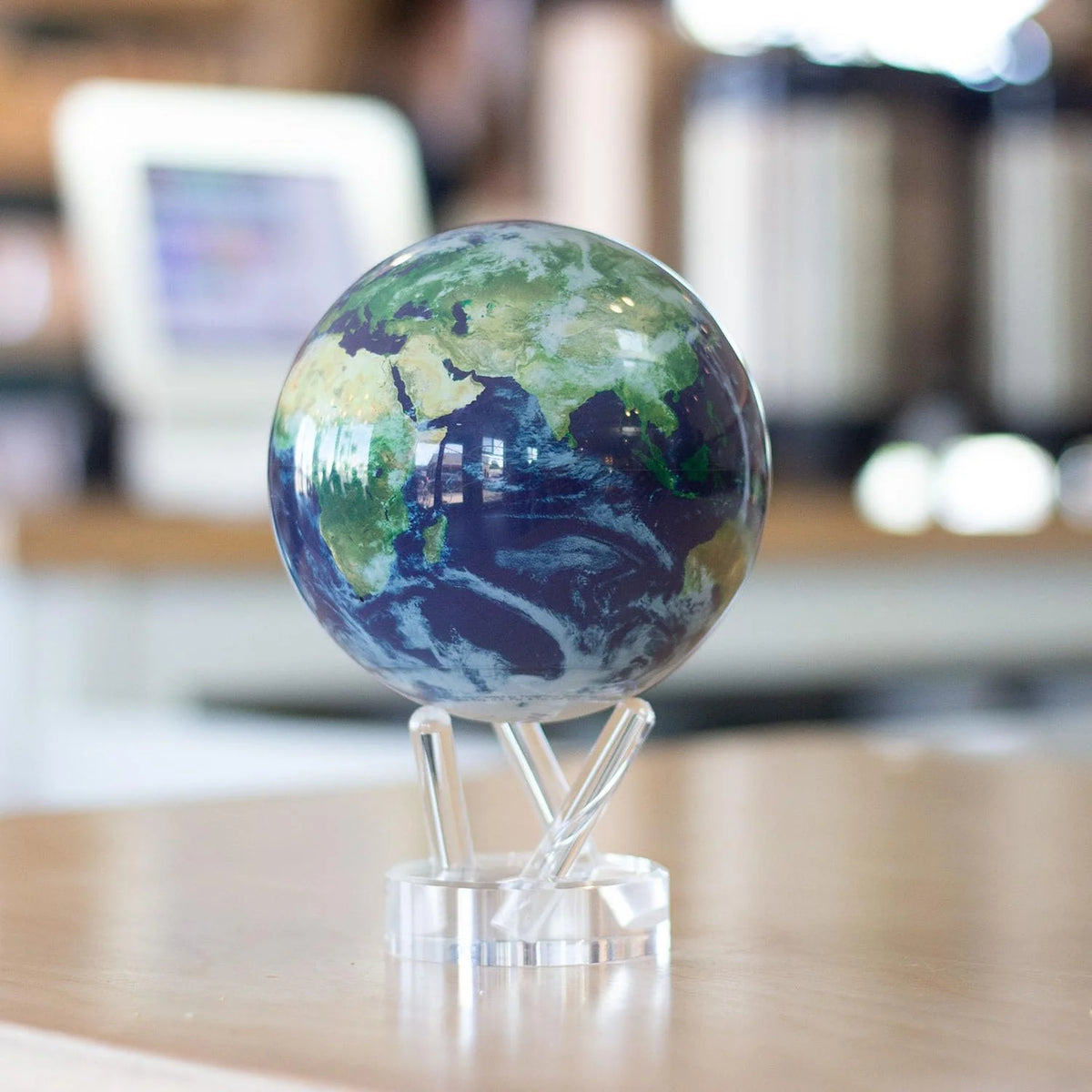 MOVA Self-Rotating Globe Earth With Clouds, 4.5 in - Light Powered